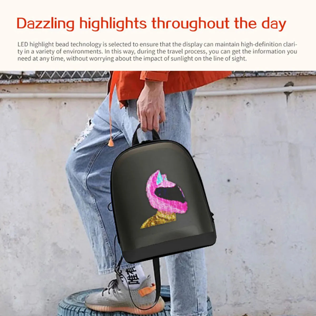 Smart LED Display Advertising Backpack – APP-Controlled Digital Billboard Bag