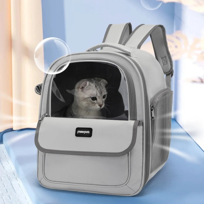 Large Capacity Pet Carrier Backpack – Foldable Breathable Mesh Travel Bag for Cats