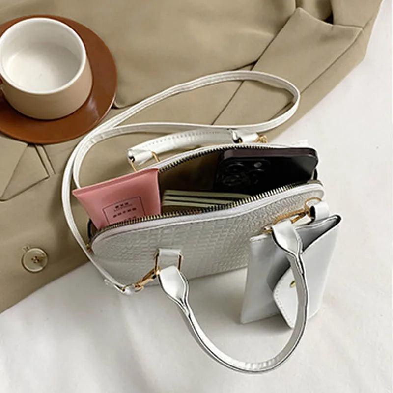 Crocodile Pattern PU Leather Handbag – Vintage Crossbody Shoulder Bag