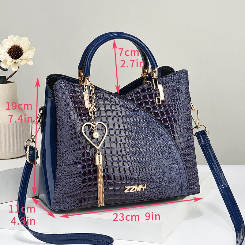 Versatile Casual Shoulder Bag-Crocodile Embossed PU Leather