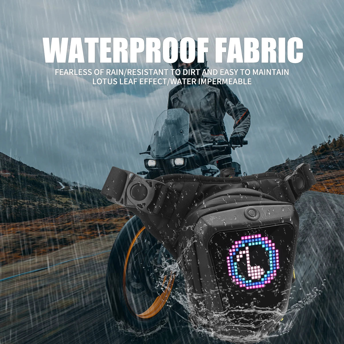 Waterproof LED Motorcycle Thigh Bag – Cycling Waist Pouch with Screen