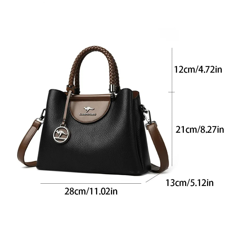 Designer-Style Handbag – Multi-Compartment PU Leather