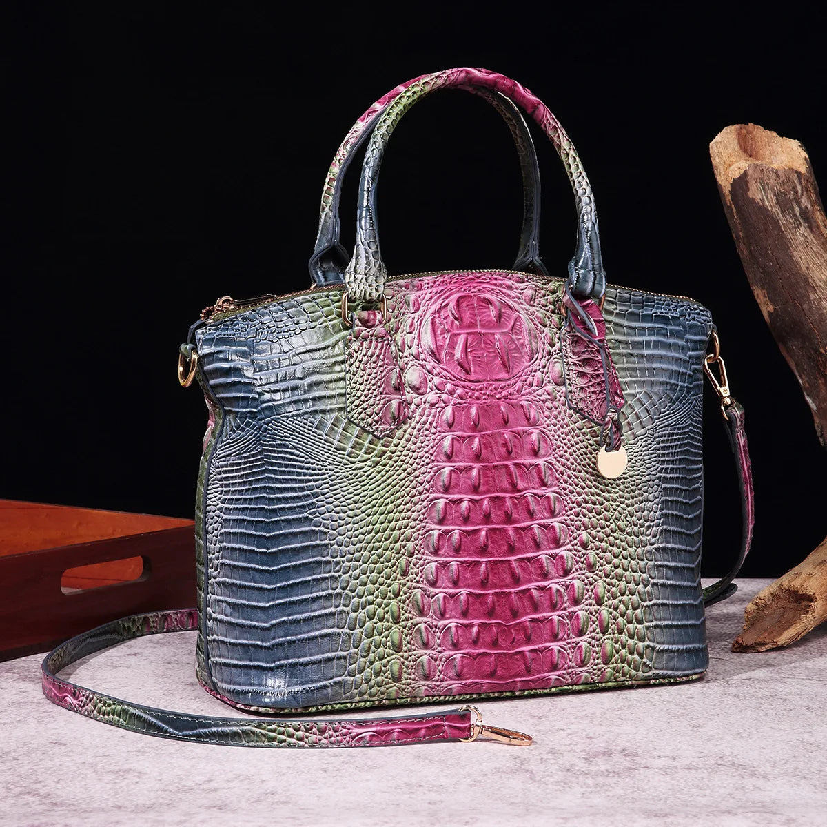 Fashion Colorful Alligator Style Handbag – Retro Crocodile Pattern PU Leather