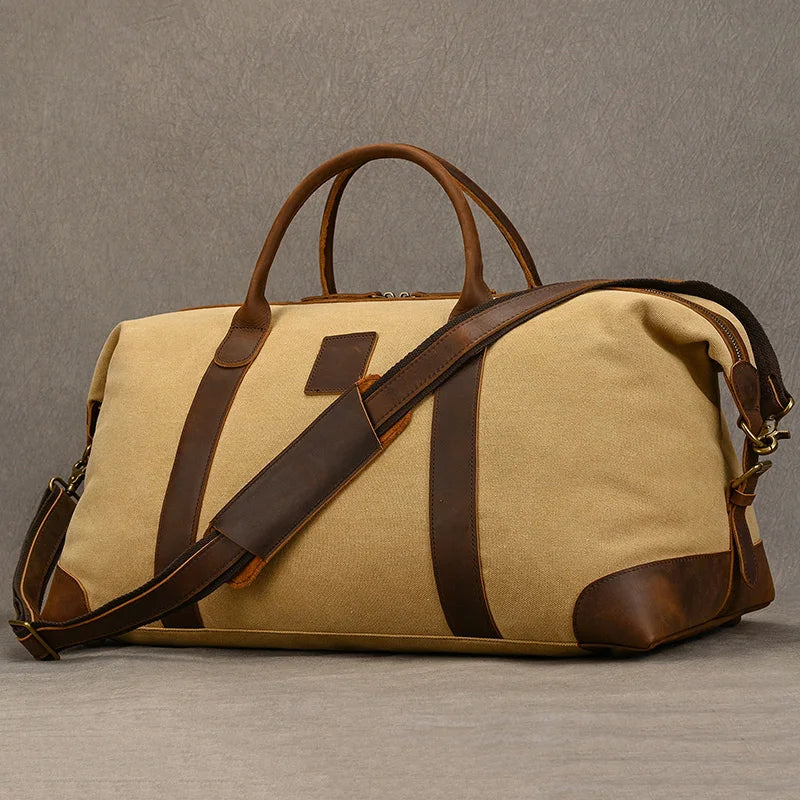 Rugged Canvas Travel Duffel Bag – Stylish Large Duffel with Leather