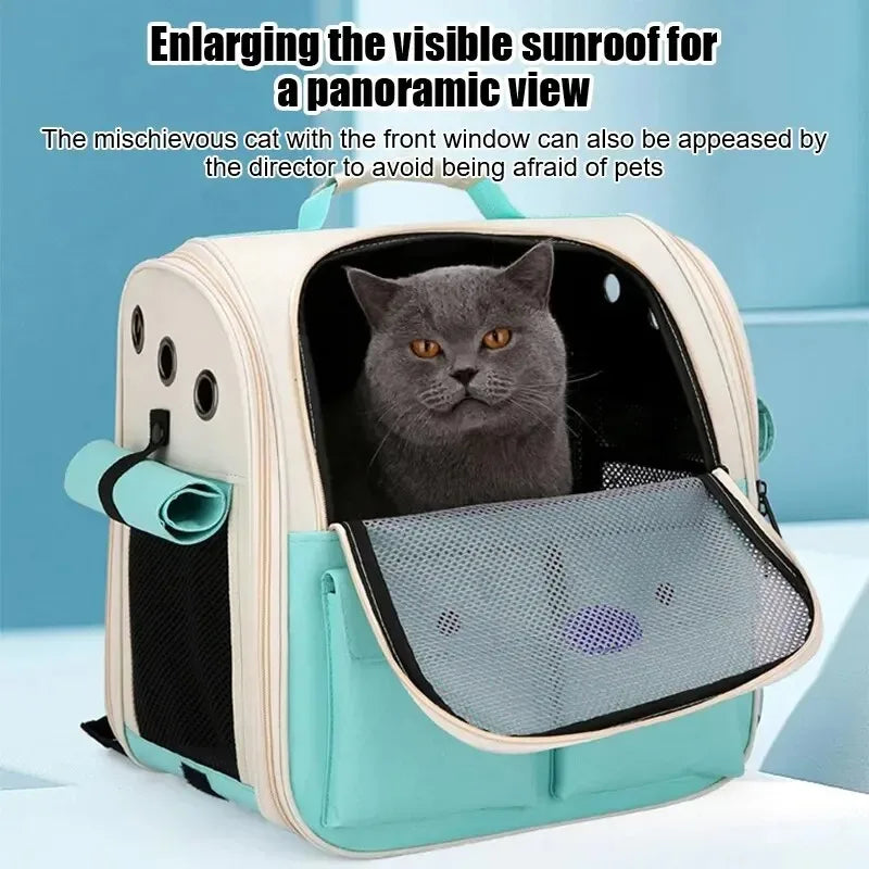 Large Capacity Cat Carrier Backpack – Foldable Pet Travel Bag with Ventilation & Adjustable Straps