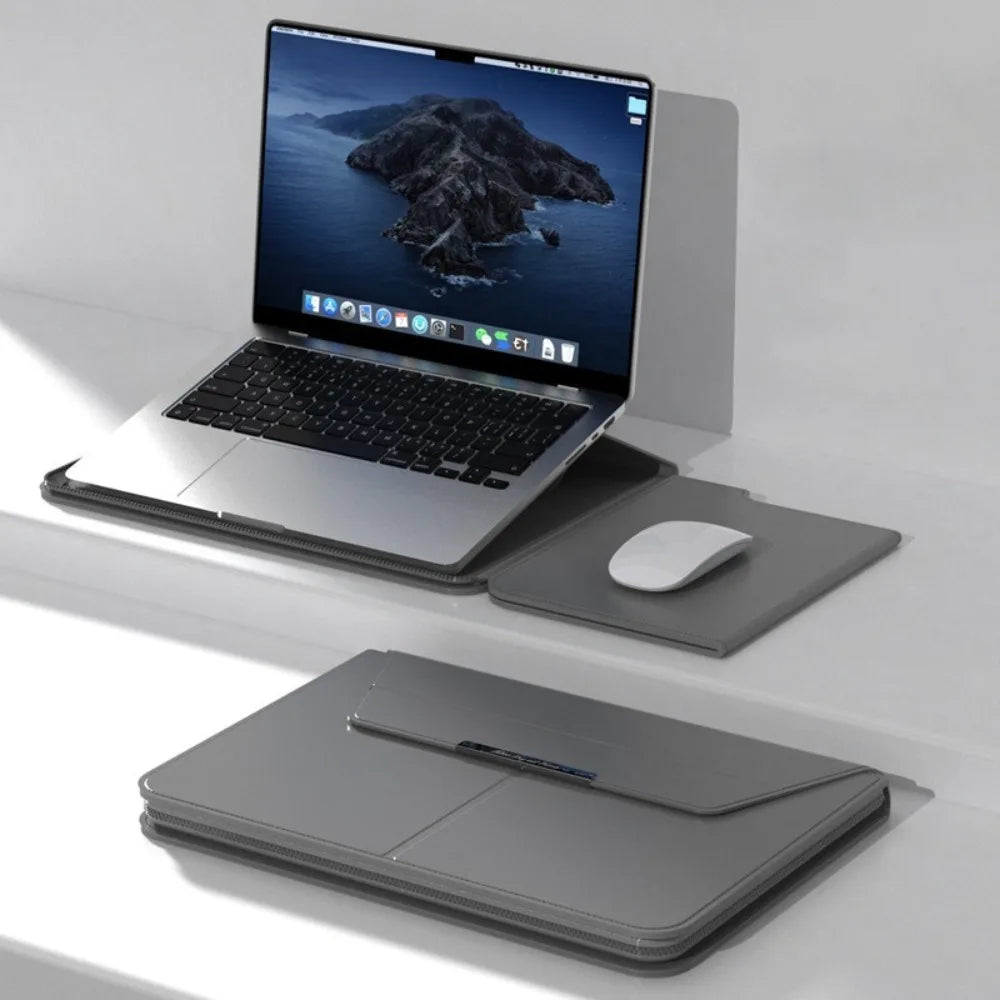 13–16 Inch Leather Laptop Bag – Automatic Closing Multifunction Carrying Pouch