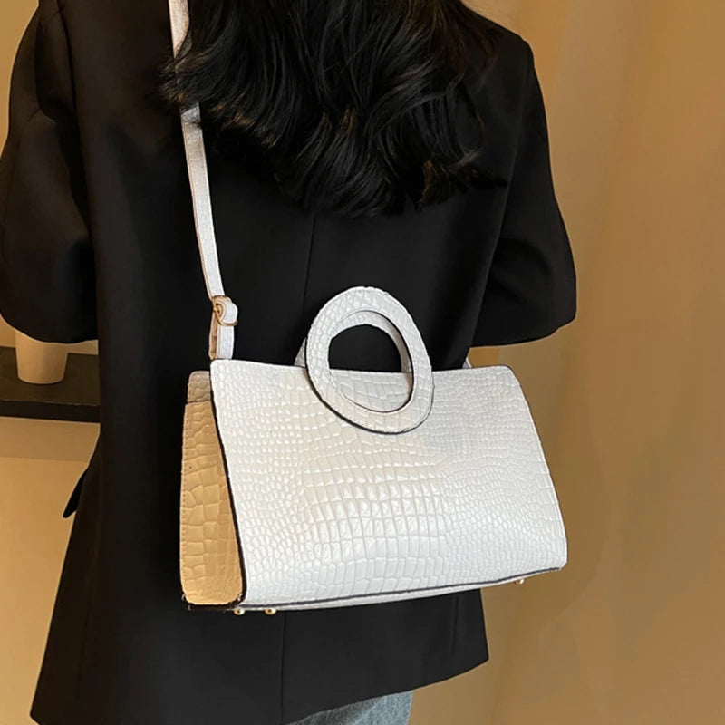Luxury Crocodile Pattern Handbag – PU Leather Shoulder