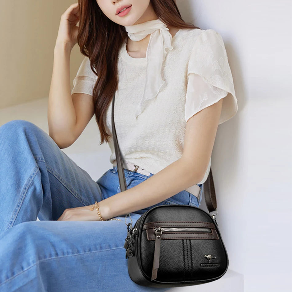 Fashion PU Leather Crossbody Bag – Multi-Compartment Luxury