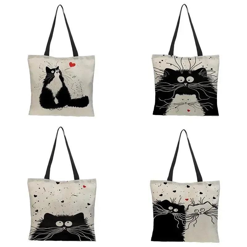 Animal Print Eco Tote – Sustainable Cat Canvas Bag for Women