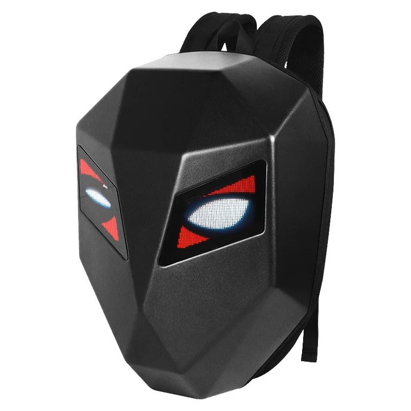 Bluetooth LED Motorcycle Backpack – Hard Shell Helmet Bag with Luminous Eyes