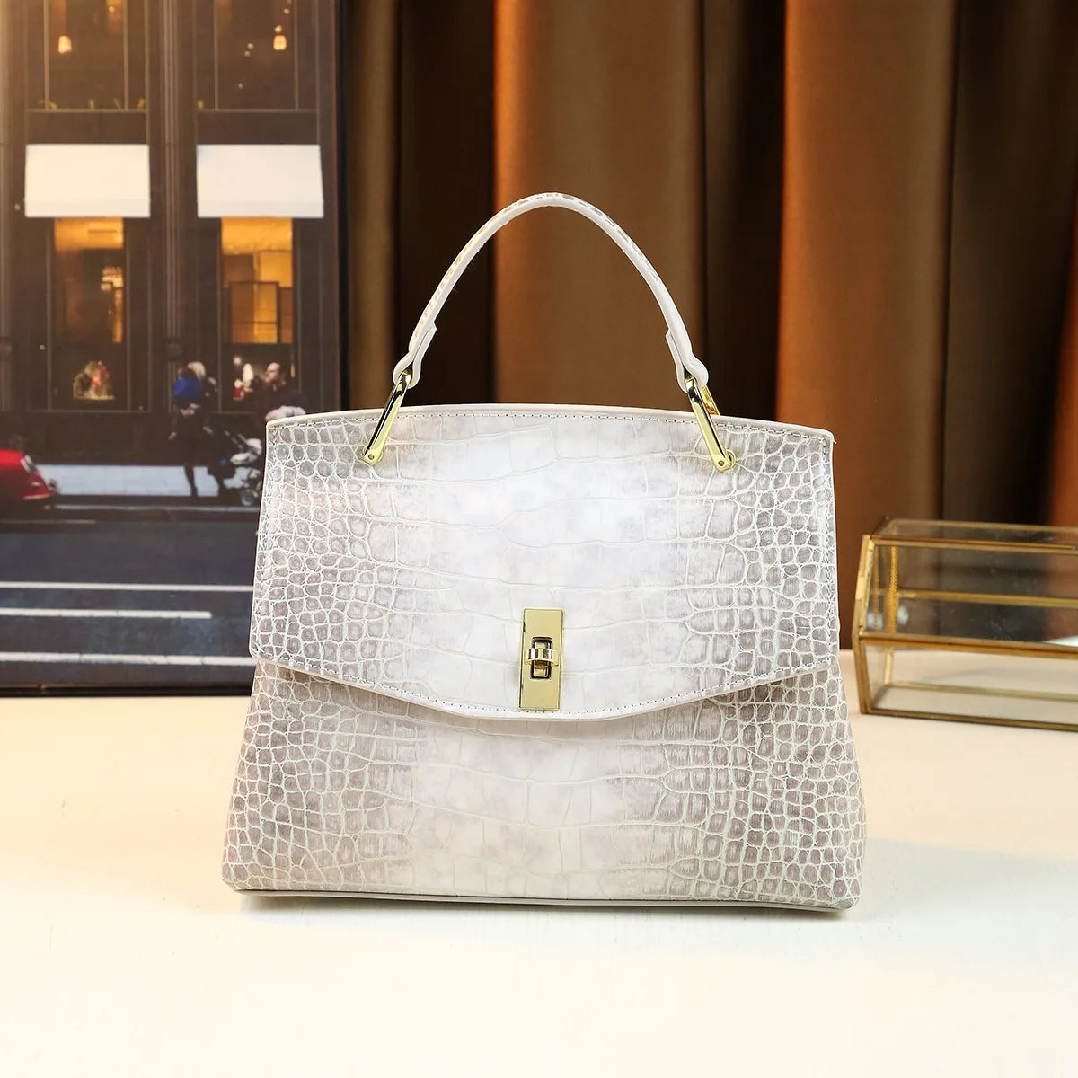 Luxury Patent PU Leather Crocodile Tote