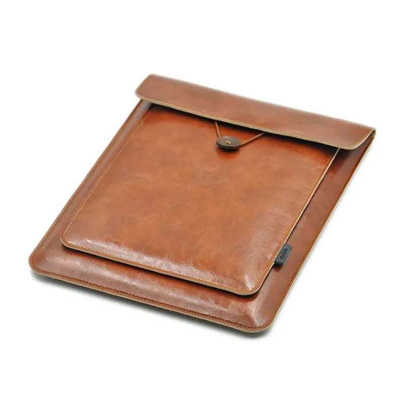 Double Layer High Capacity 13 Inch Laptop Bag-PU Leather Sleeve Case for MacBook