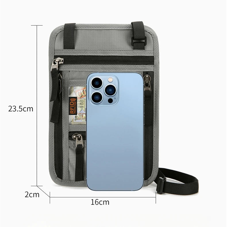 Oxford Fabric Travel Wallet – Waterproof RFID Neck Bag