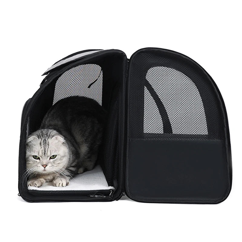 Expandable Cat Carrier Backpack with Shade Cover – Breathable Mesh Pet Travel Backpack