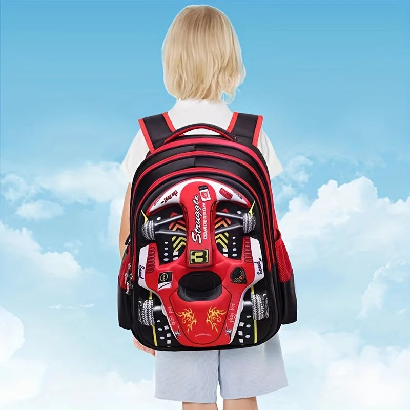 3D Car Design Waterproof Backpack for Preschool & Primary Kids