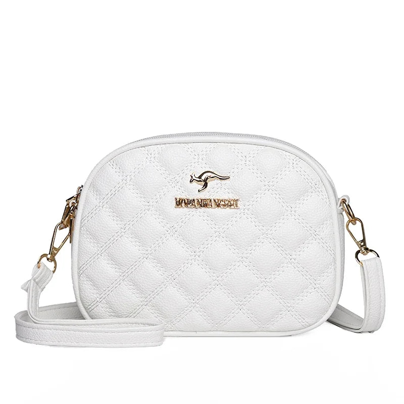 Elegant Triple-Zip Handbag – Croc-Texture PU Leather Crossbody Bag