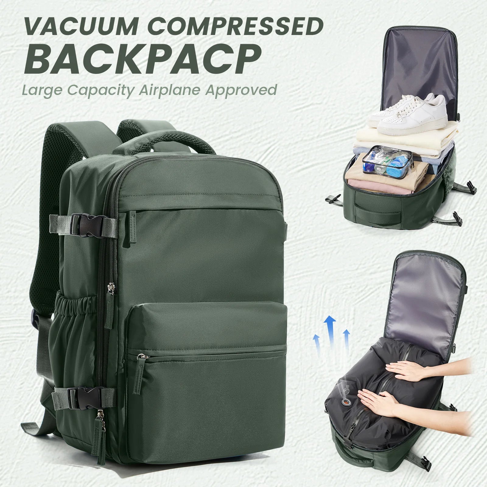 Air Compression Travel Bag – 15.6” Laptop Backpack