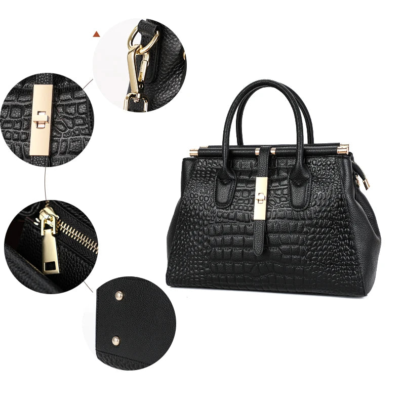 Fashion Leather Purse-Black Genuine Leather  Bag