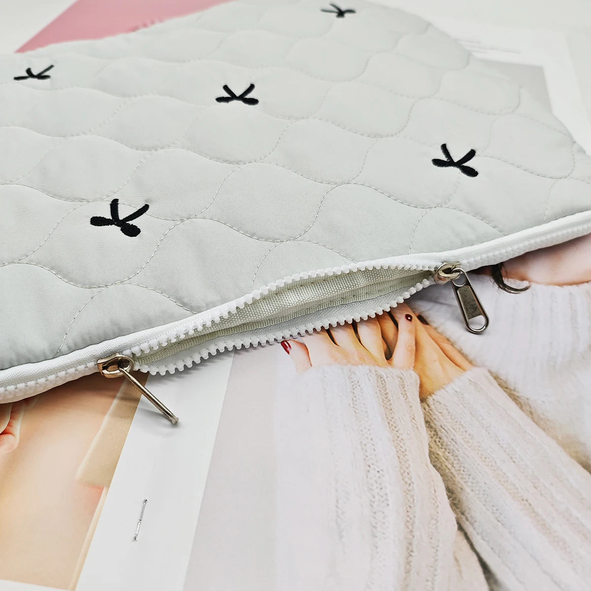 13–14 Inch iPad & Laptop Sleeve with Bow Embroidery