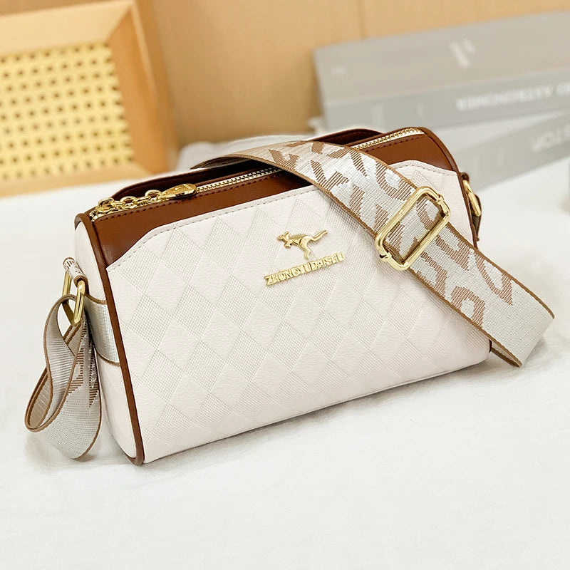 Elegant Checkered Crossbody Shoulder Bag