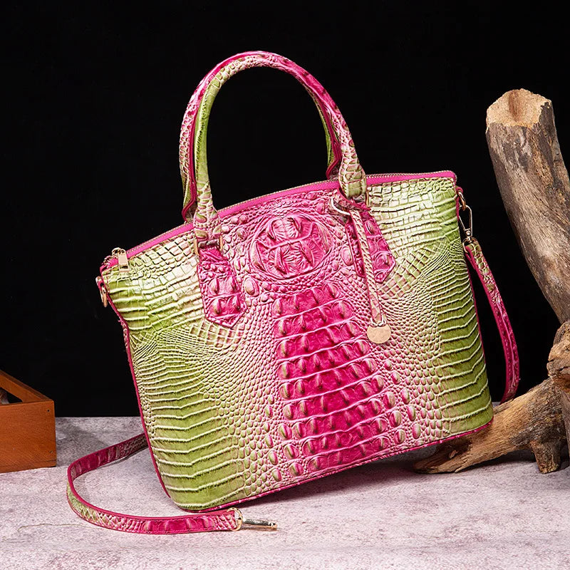 Fashion Colorful Alligator Style Handbag – Retro Crocodile Pattern PU Leather