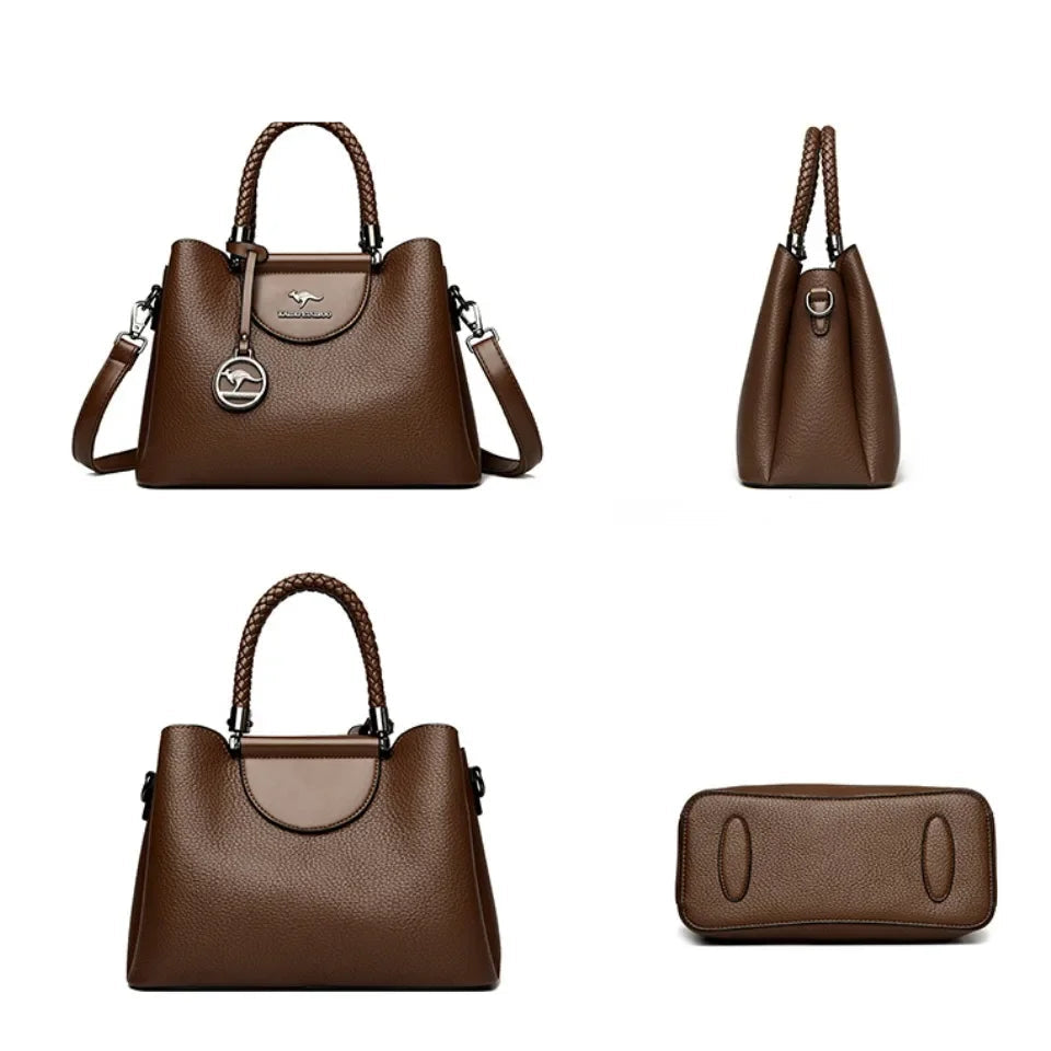 Designer-Style Handbag – Multi-Compartment PU Leather