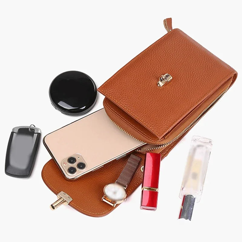 Compact Leather Crossbody Bag – Phone Wallet Bag