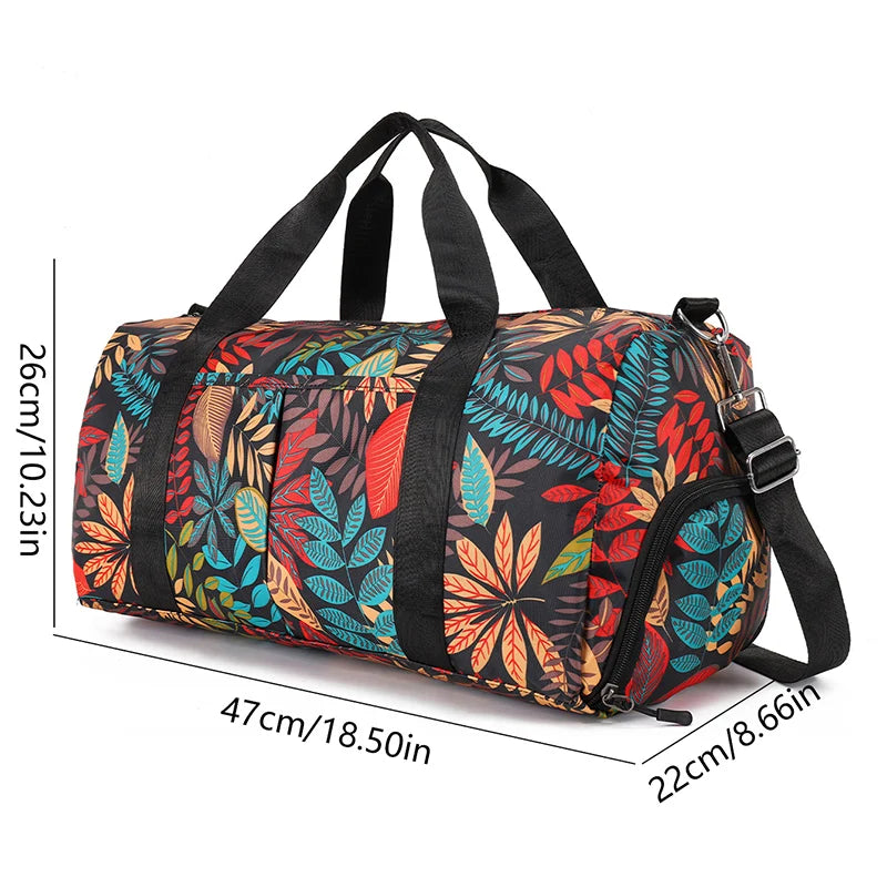 Painted Floral Crossbody Travel Bag