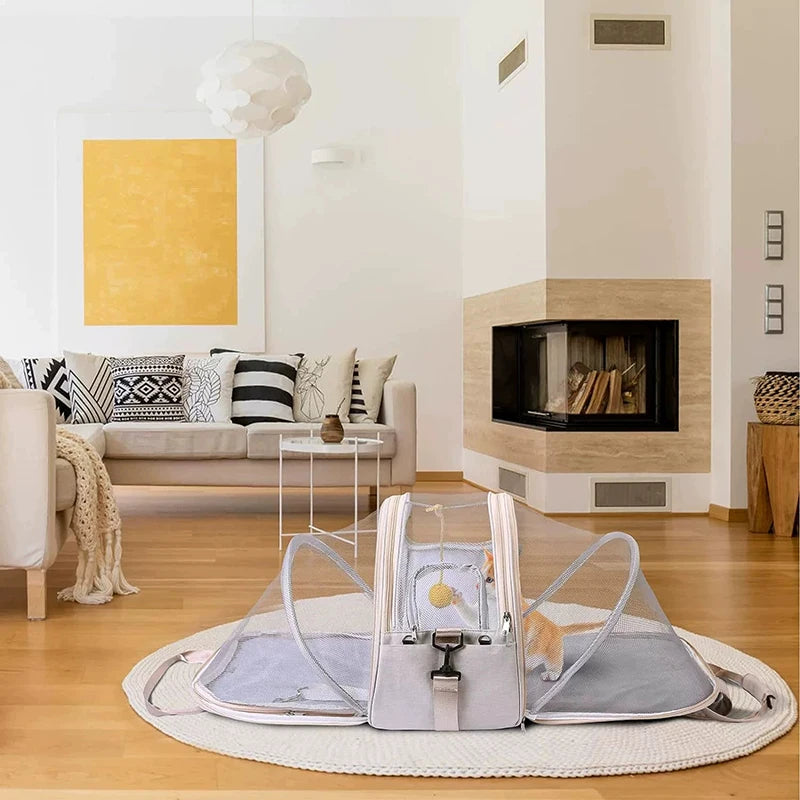 2-in-1 Multifunctional Cat Backpack – Double Expandable Foldable Breathable Pet Carrier