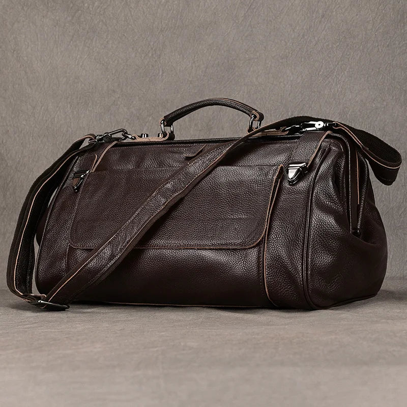 Luxury Style Genuine Leather Travel Duffel Bag