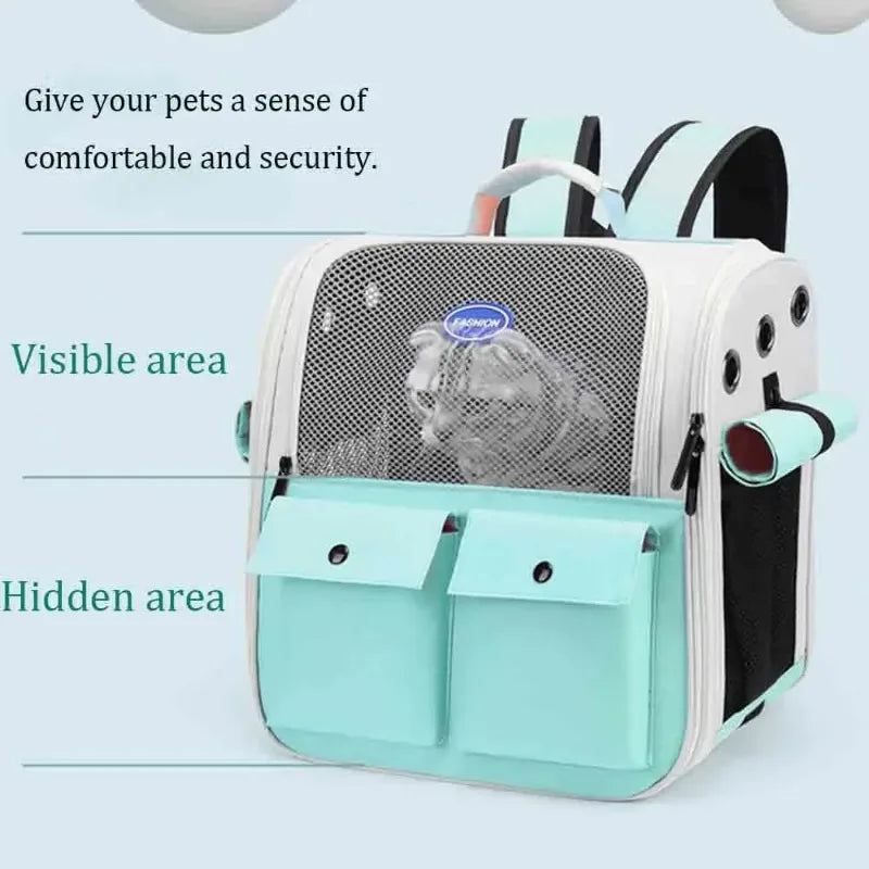 Large Capacity Cat Carrier Backpack – Foldable Pet Travel Bag with Ventilation & Adjustable Straps