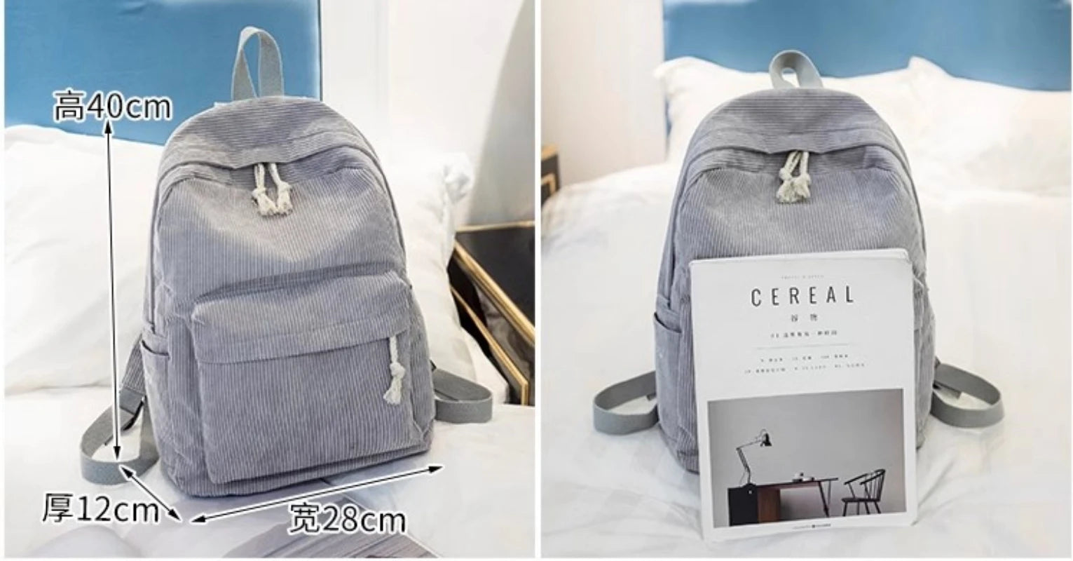 Soft Corduroy Fabric – Personalized Kids School Bag with Embroidery