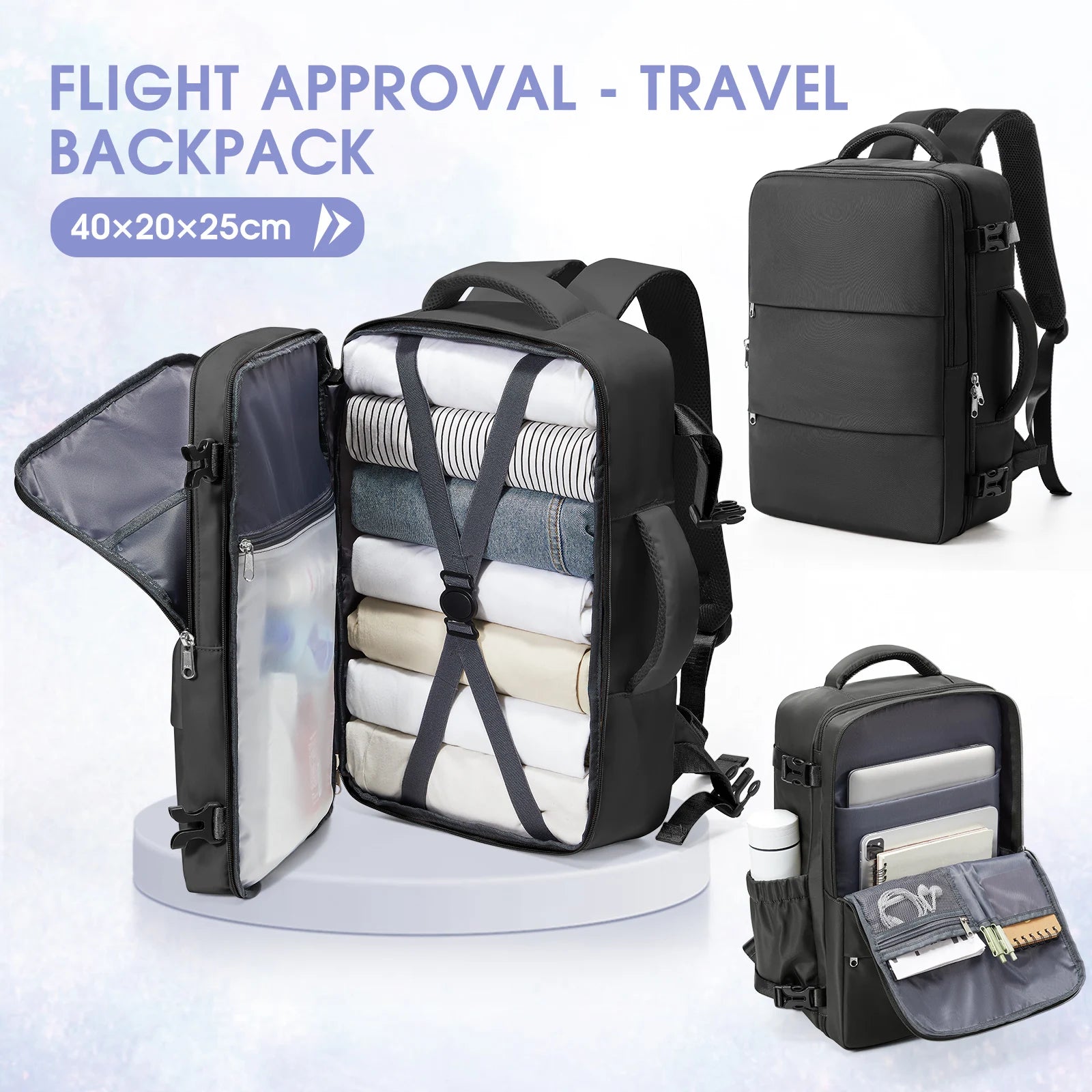 Cabin Size Travel Backpack – Fits Ryanair40x30x20 Bag