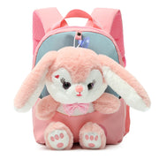 Plush 3D Rabbit School Backpack for Kids - Kindergarten Cartoon Bag