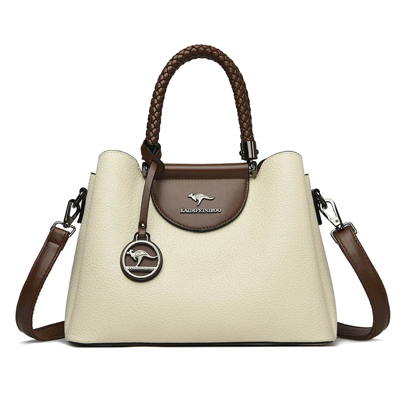 Designer-Style Handbag – Multi-Compartment PU Leather