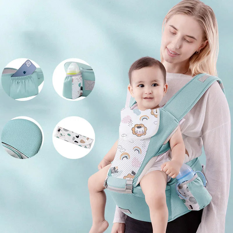 Infant Baby Backpack Carrier- Front & Back Carry Hip Seat