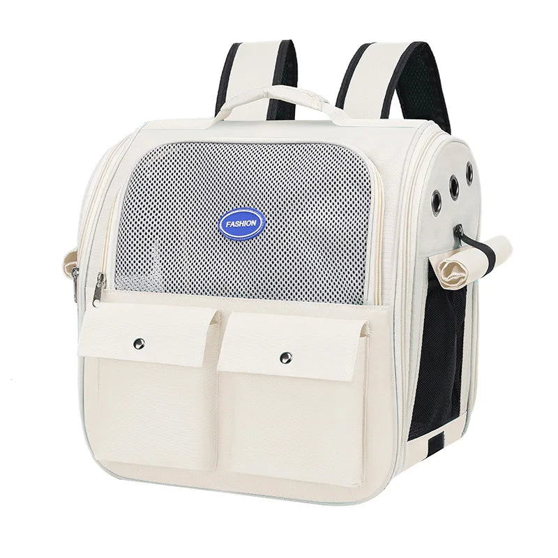 Large Capacity Cat Carrier Backpack – Foldable Pet Travel Bag with Ventilation & Adjustable Straps