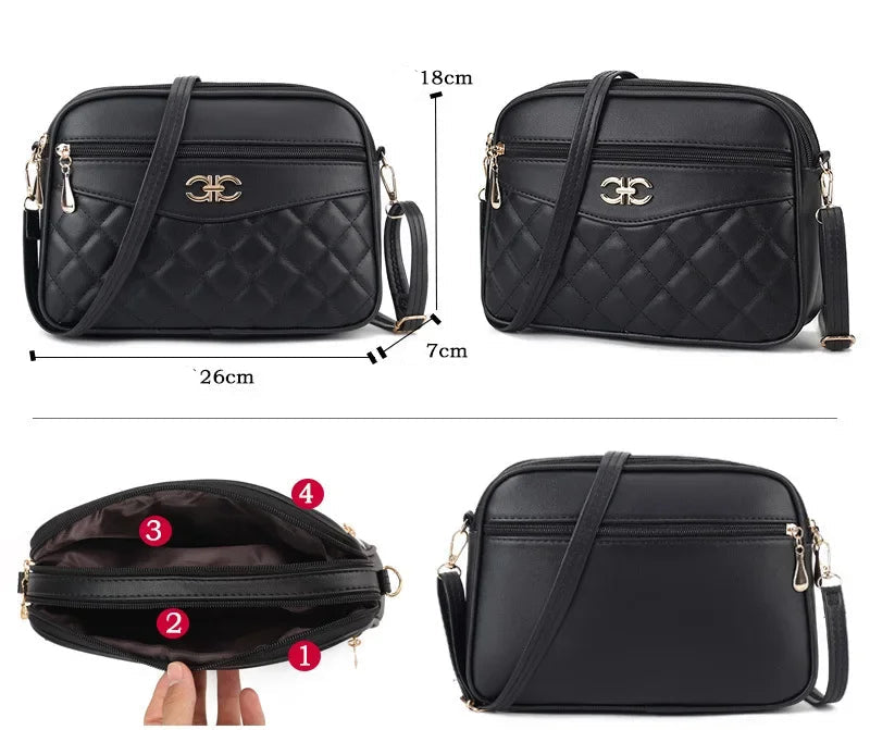 Quilted Crossbody Shoulder Bag – 4-Layer Versatile Handbag