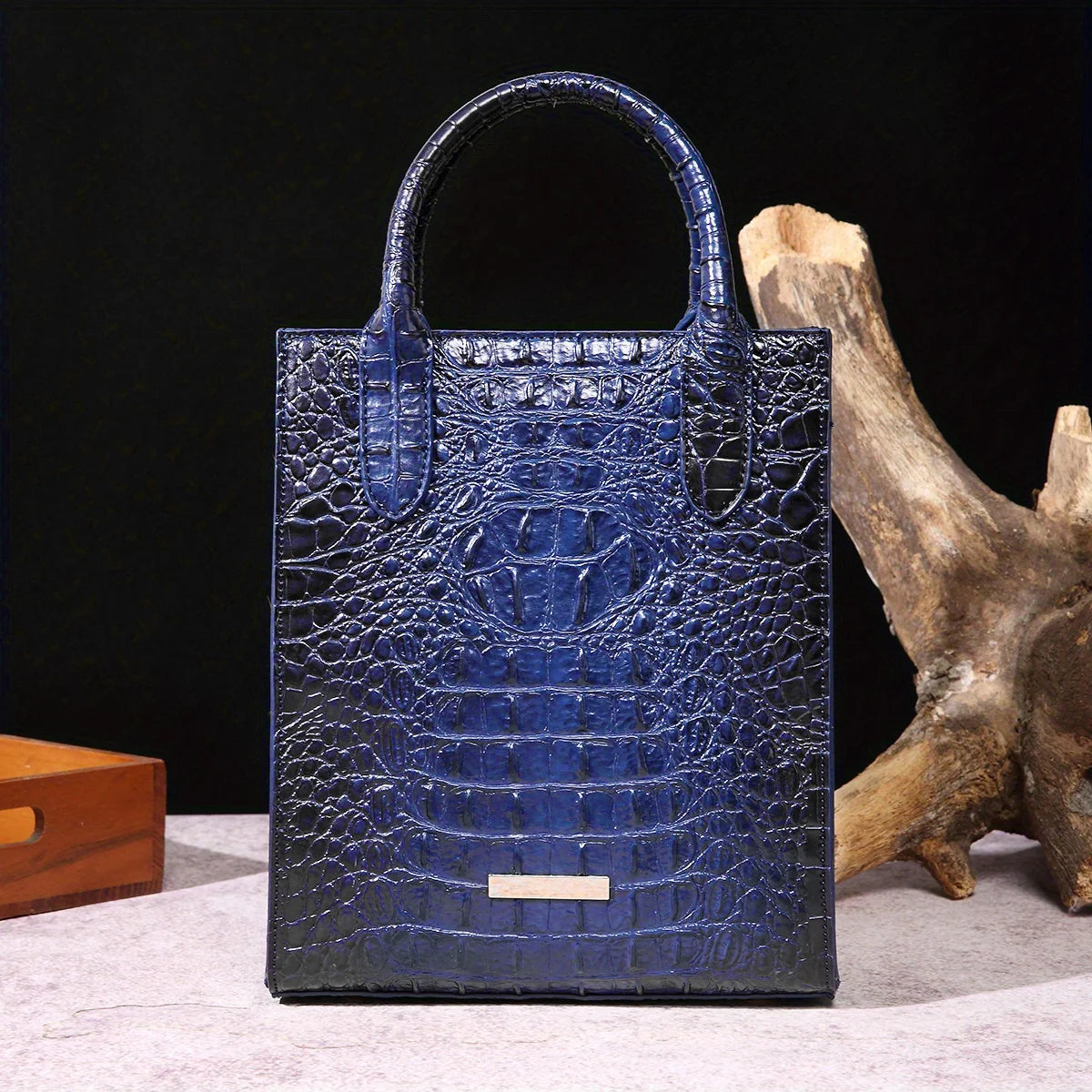 Vintage Crocodile Pattern Tote Bag – Luxury PU Leather Satchel
