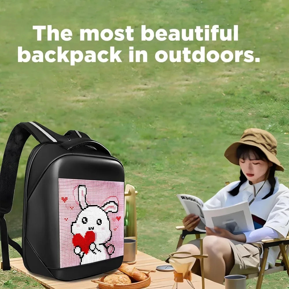 Programmable LED Backpack with Bluetooth – Waterproof Large Capacity Bag
