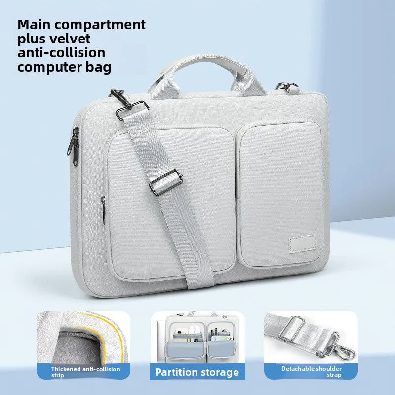 Slim Business Laptop Briefcase – Waterproof Shoulder Bag for MacBook