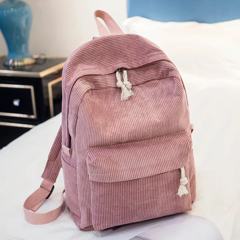 Soft Corduroy Fabric – Personalized Kids School Bag with Embroidery