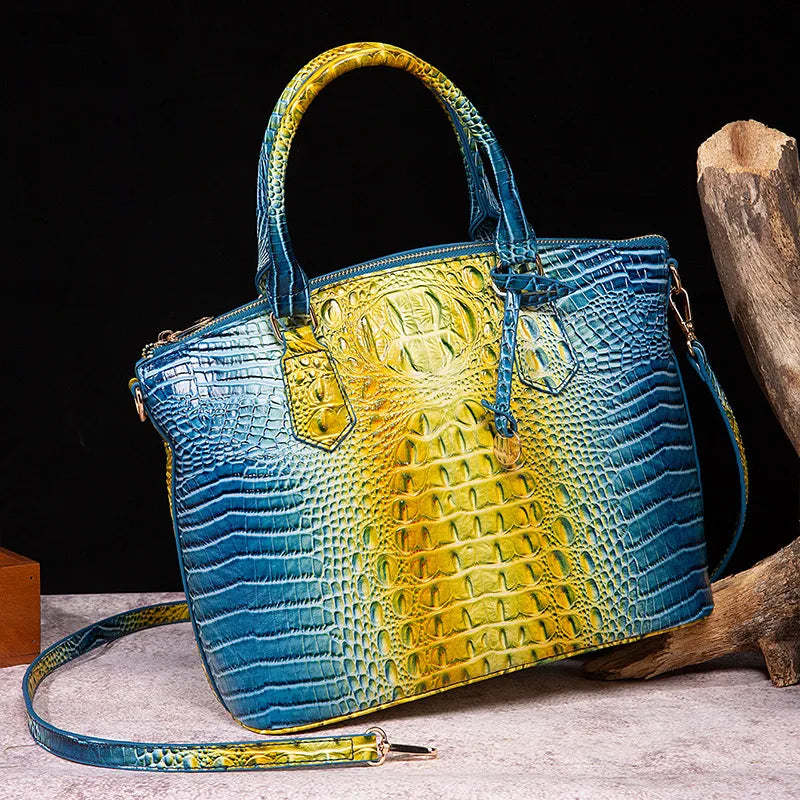Fashion Colorful Alligator Style Handbag – Retro Crocodile Pattern PU Leather