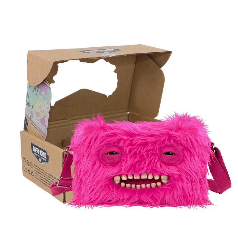 Original Fuggler Crossbody Bag Plush Toy – Cute Mr. Buttons Doll Bag