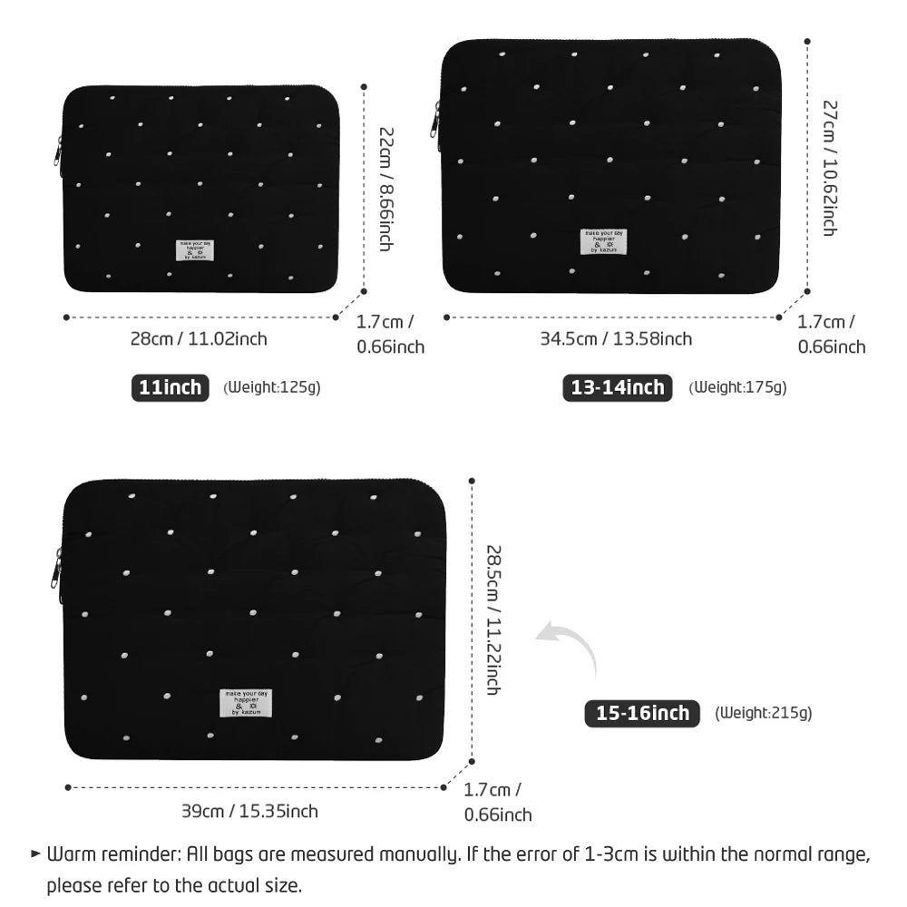 Puffy Laptop Sleeve for MacBook-Cute Notebook Pouch 15–16 Inch