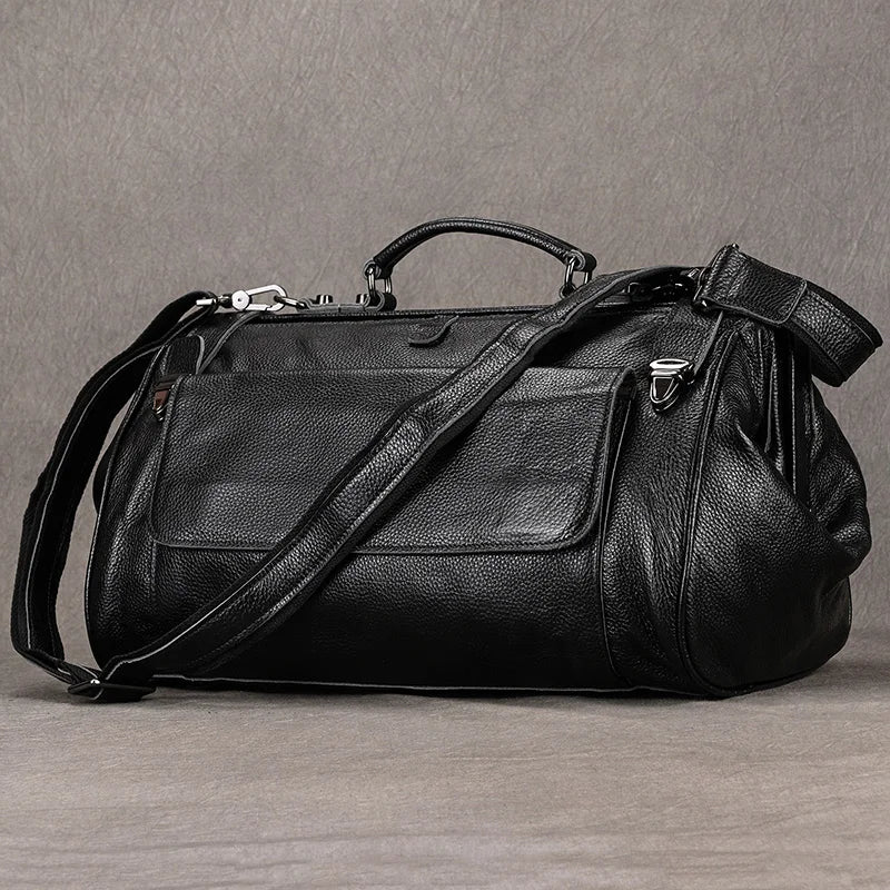 Luxury Style Genuine Leather Travel Duffel Bag