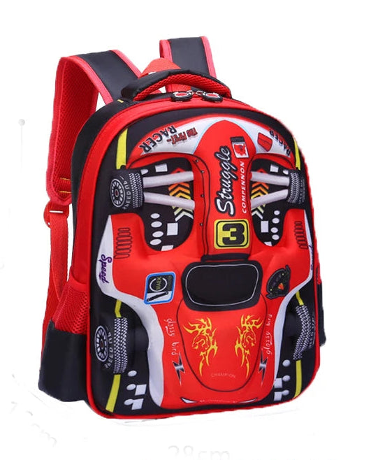 3D Car Design Waterproof Backpack for Preschool & Primary Kids