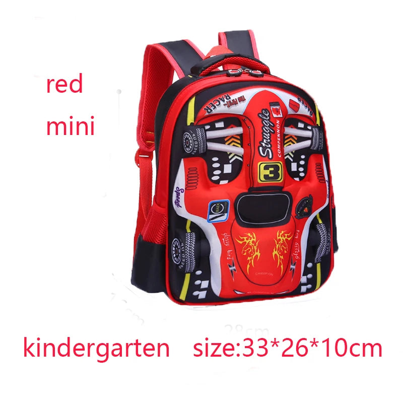 3D Car Design Waterproof Backpack for Preschool & Primary Kids
