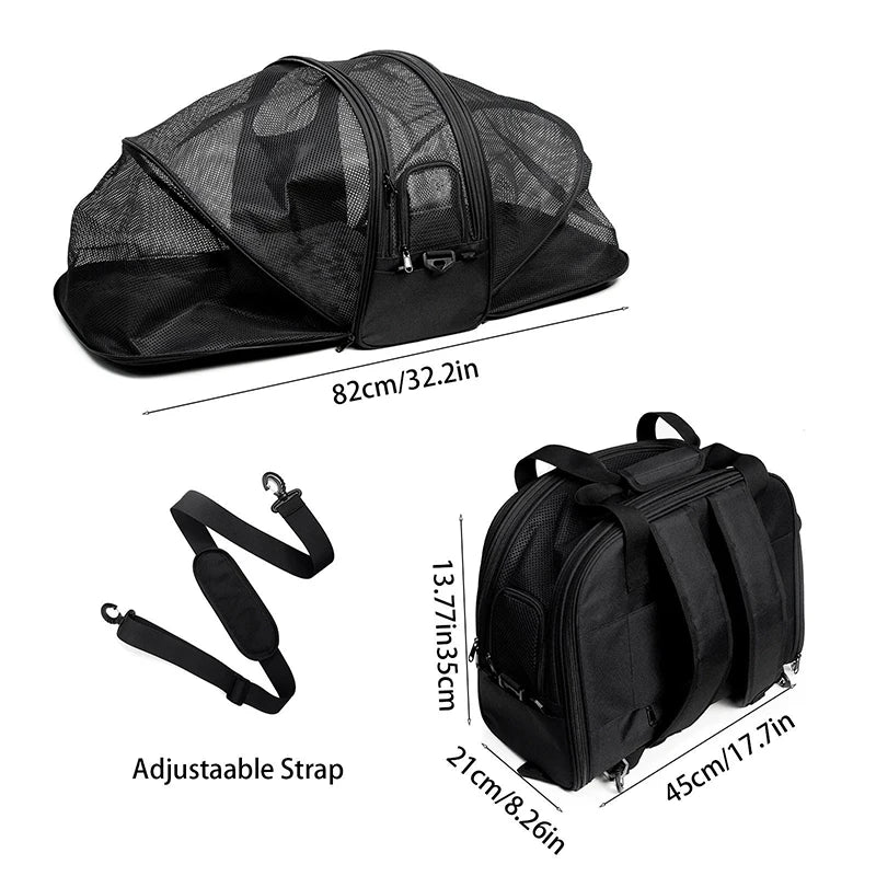 2-in-1 Multifunctional Cat Backpack – Double Expandable Foldable Breathable Pet Carrier