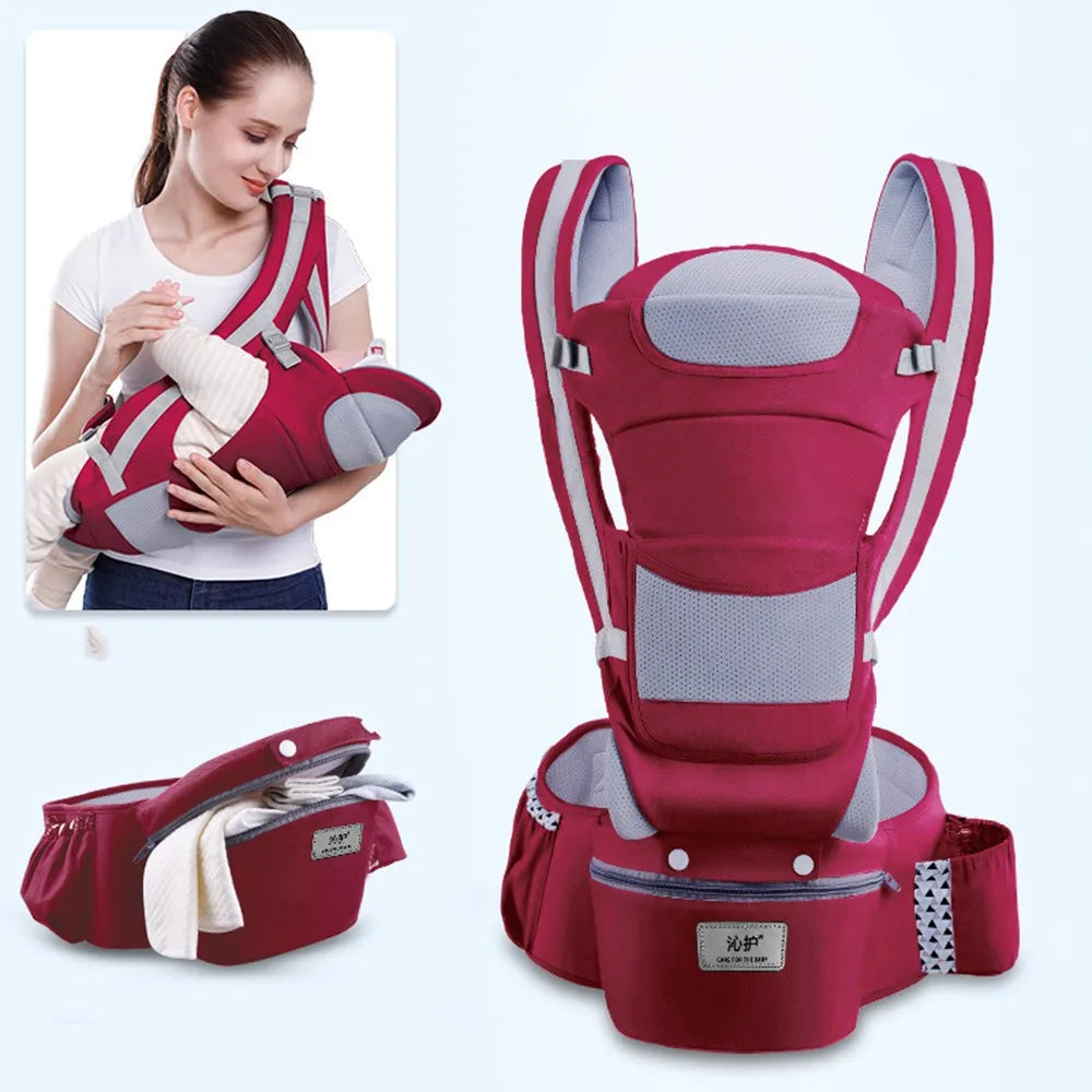 Infant Baby Backpack Carrier- Front & Back Carry Hip Seat